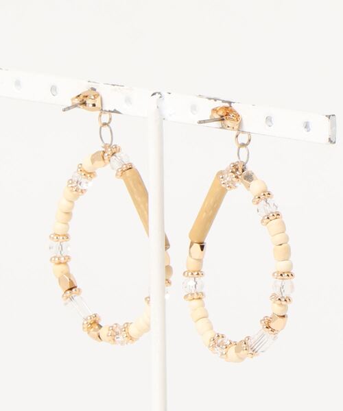 ROPE' PICNIC（ロペピクニック）の「ウッドビーズミックスピアス（ピアス（両耳用）・レディース・ベージュ・FREE）」の2枚目の写真