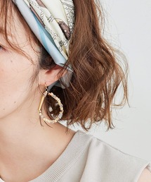 ウッドビーズミックスピアス