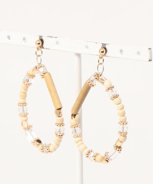 ROPE' PICNIC（ロペピクニック）の「ウッドビーズミックスピアス（ピアス（両耳用）・レディース・ベージュ・FREE）」の7枚目の写真