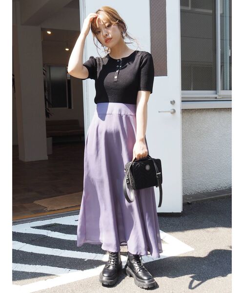 EVRIS（エヴリス）の「バックスリットロングスカート（スカート・レディース・グリーン/その他1/パープル・FREE）」の11枚目の写真