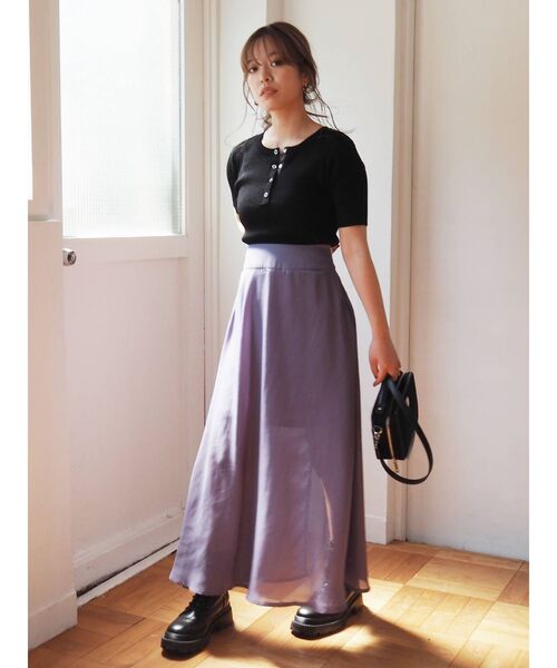 EVRIS（エヴリス）の「バックスリットロングスカート（スカート・レディース・グリーン/その他1/パープル・FREE）」の12枚目の写真