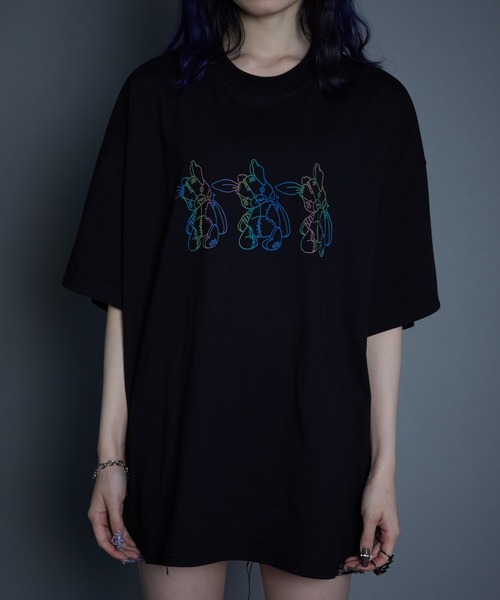 Whinny（ホワイニー）の「Whinny/みつごちゃん（Tシャツ/カットソー・レディース・ブラック/ブルー・FREE）」の15枚目の写真