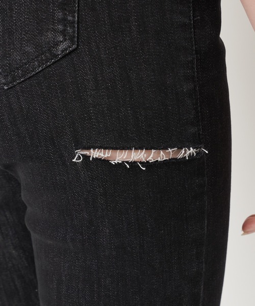 SPIRALGIRL（スパイラルガール）の「ハイウエストハイパースキニーダメージデニム（デニムパンツ・レディース・ブラック/インディゴブルー/ライトブルー・SMALL/MEDIUM）」の14枚目の写真