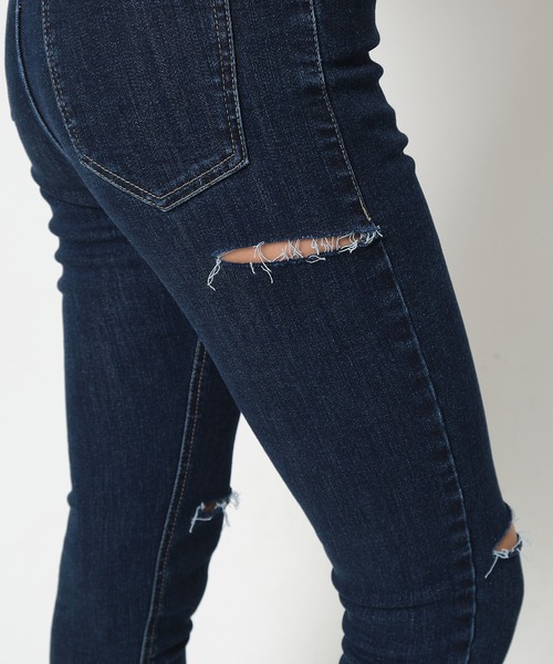 SPIRALGIRL（スパイラルガール）の「ハイウエストハイパースキニーダメージデニム（デニムパンツ・レディース・ブラック/インディゴブルー/ライトブルー・SMALL/MEDIUM）」の19枚目の写真