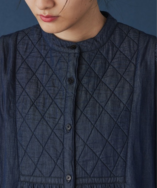 Libra Cue(リブラ キュー)の「キルティングデニムワンピース(ワンピース・レディース・ネイビー・FREE)」の2枚目の写真