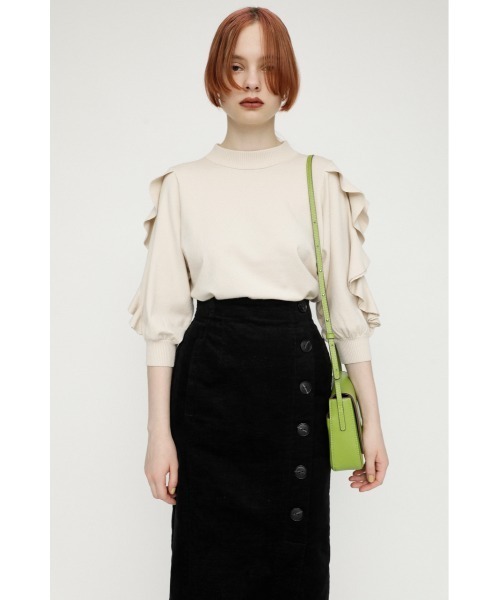 SLY(スライ)の「FRILL PUFF SLEEVE HG TOPS/パフスリーブハイゲージトップス(ニット/セーター・レディース・アイボリー/ブラック/グリーン/ベージュ・FREE)」の22枚目の写真