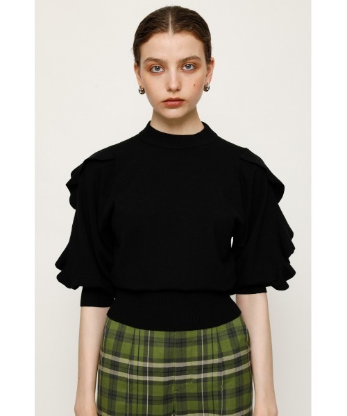 SLY(スライ)の「FRILL PUFF SLEEVE HG TOPS/パフスリーブハイゲージトップス(ニット/セーター・レディース・アイボリー/ブラック/グリーン/ベージュ・FREE)」の20枚目の写真