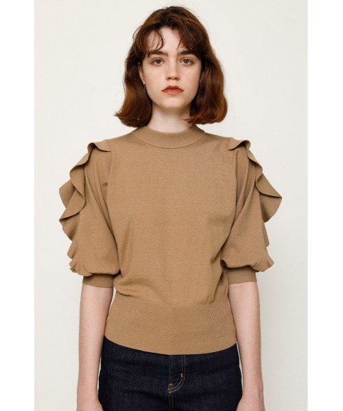 SLY(スライ)の「FRILL PUFF SLEEVE HG TOPS/パフスリーブハイゲージトップス(ニット/セーター・レディース・アイボリー/ブラック/グリーン/ベージュ・FREE)」の15枚目の写真