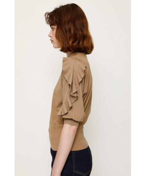 SLY(スライ)の「FRILL PUFF SLEEVE HG TOPS/パフスリーブハイゲージトップス(ニット/セーター・レディース・アイボリー/ブラック/グリーン/ベージュ・FREE)」の18枚目の写真