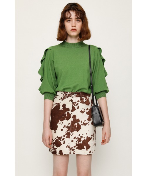 SLY(スライ)の「FRILL PUFF SLEEVE HG TOPS/パフスリーブハイゲージトップス(ニット/セーター・レディース・アイボリー/ブラック/グリーン/ベージュ・FREE)」の21枚目の写真