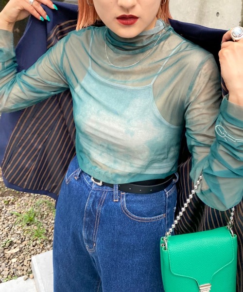 WHO'S WHO gallery（フーズフーギャラリー）の「ウォーターカラーネットトップス（その他トップス・レディース・ダークグリーン/ブラウン/グレー・FREE）」の13枚目の写真