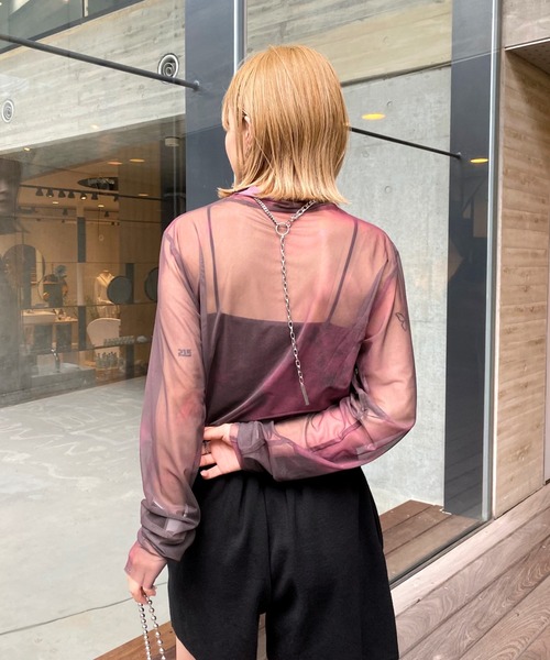 WHO'S WHO gallery（フーズフーギャラリー）の「ウォーターカラーネットトップス（その他トップス・レディース・ダークグリーン/ブラウン/グレー・FREE）」の10枚目の写真