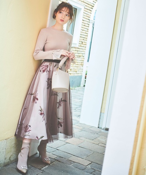 NOELA(ノエラ)の「チュールレイヤー花柄スカート(スカート・レディース・イエロー/サックスブルー/ピンク・M/S)」の4枚目の写真