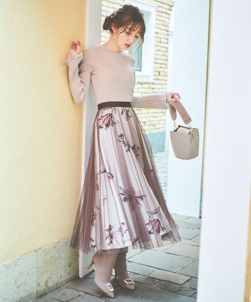 NOELA(ノエラ)の「チュールレイヤー花柄スカート(スカート・レディース・イエロー/サックスブルー/ピンク・M/S)」の7枚目の写真