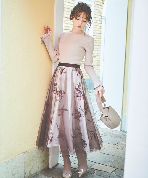 NOELA(ノエラ)の「チュールレイヤー花柄スカート(スカート・レディース・イエロー/サックスブルー/ピンク・M/S)」の8枚目の写真