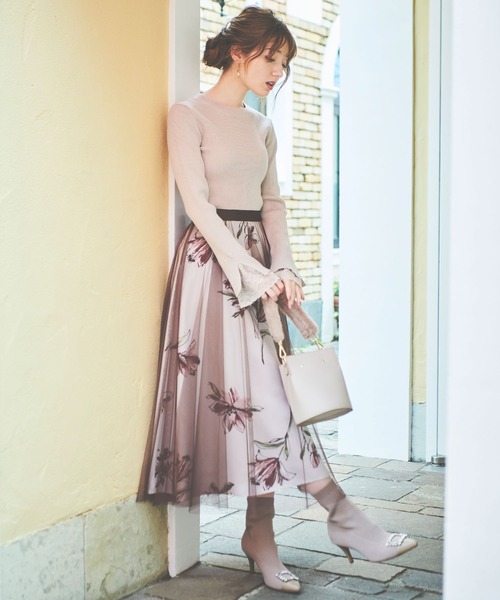 NOELA(ノエラ)の「チュールレイヤー花柄スカート(スカート・レディース・イエロー/サックスブルー/ピンク・M/S)」の9枚目の写真