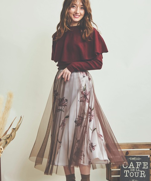 NOELA(ノエラ)の「チュールレイヤー花柄スカート(スカート・レディース・イエロー/サックスブルー/ピンク・M/S)」の16枚目の写真