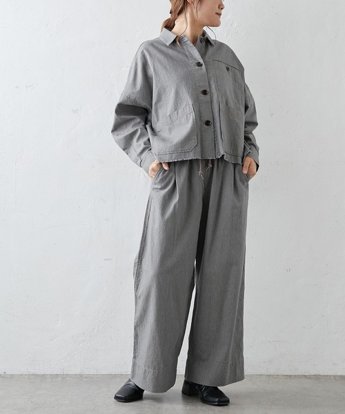 PUAL CE CIN(ピュアルセシン)の「綿ヘンプヒッコリーパンツ(その他パンツ・レディース・オフホワイト/ベージュ/チャコールグレー・FREE)」の3枚目の写真