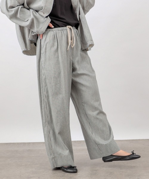 PUAL CE CIN(ピュアルセシン)の「綿ヘンプヒッコリーパンツ(その他パンツ・レディース・オフホワイト/ベージュ/チャコールグレー・FREE)」の1枚目の写真