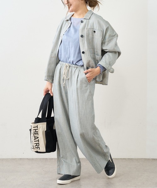 PUAL CE CIN(ピュアルセシン)の「綿ヘンプヒッコリーパンツ(その他パンツ・レディース・オフホワイト/ベージュ/チャコールグレー・FREE)」の10枚目の写真