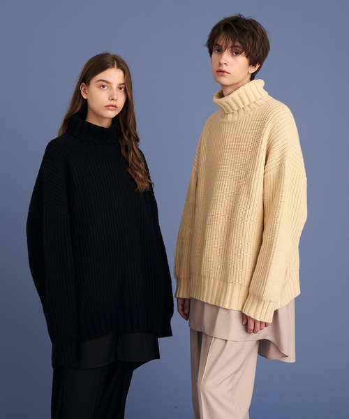 UP START(アップスタート)の「RELAX OFFTURTLE KNIT(ニット/セーター・メンズ・イエロー/ブラック/オフホワイト・FREE)」の7枚目の写真