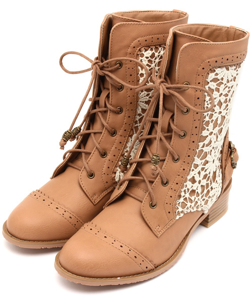 axes femme(アクシーズファム)の「レース×編み上げブーツ(ブーツ・レディース・ワイン/ベージュ/ブラック・LARGE/MEDIUM)」の1枚目の写真