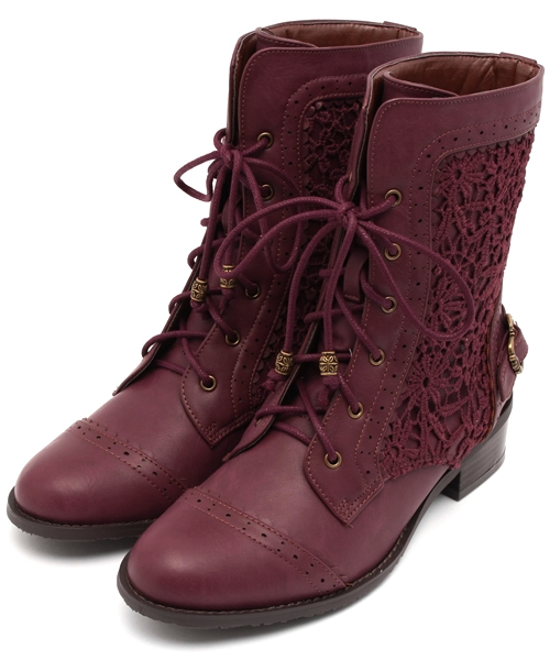 axes femme(アクシーズファム)の「レース×編み上げブーツ(ブーツ・レディース・ワイン/ベージュ/ブラック・LARGE/MEDIUM)」の3枚目の写真