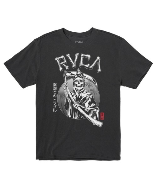 RVCA(ルーカ)の「【直営店限定】RVCA メンズ TROUBLE IN PARADISE SS Tシャツ【2021年春夏モデル】/ルーカ半袖Tシャツ(Tシャツ/カットソー・メンズ・ブラック/モスグリーン・MEDIUM/LARGE/SMALL)」の2枚目の写真