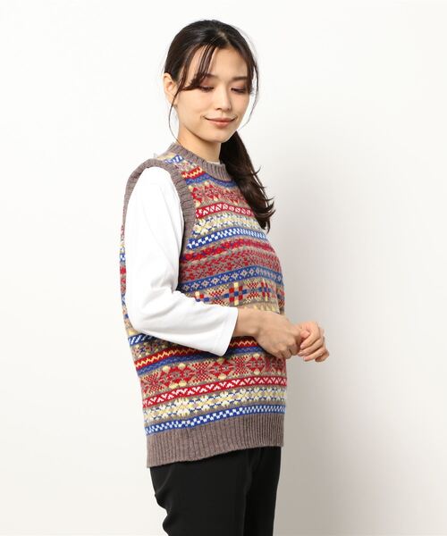 LAURENCE J SMITH フェアアイル クルーネックベスト Laurence J Smith（ローレンスジェイスミス）の「LAURENCE J SMITH