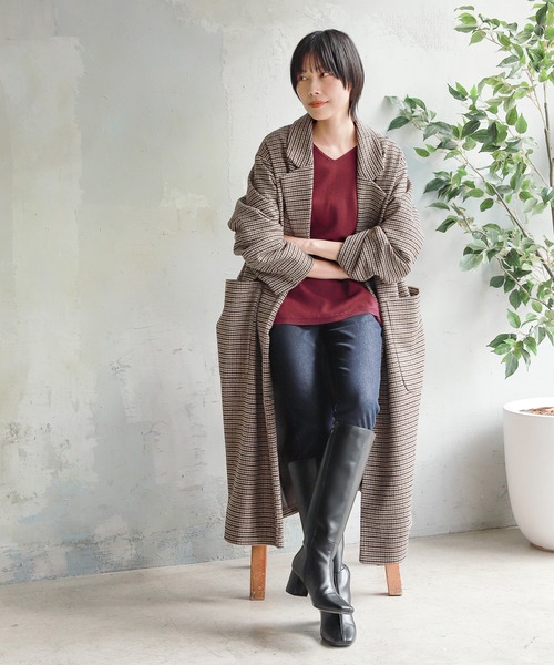 LAKOLE（ラコレ）の「チェック柄オーバーサイズコート / 214940（チェスターコート・レディース・ベージュ系その他・SMALL/MEDIUM）」の22枚目の写真