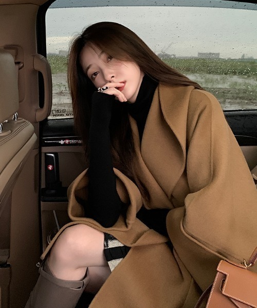 Diosfront（ディオスフロント）の「オーバーサイズチュニックポンチョコート（ポンチョ・レディース・アイボリー/モカ/カーキ/ネイビー/パープル/ブラック/ブラウン・FREE）」の21枚目の写真