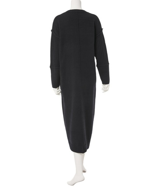 fifth（フィフス）の「リブ切り替えニットワンピース（ワンピース・レディース・ブラック/ライトベージュ・MEDIUM）」の5枚目の写真