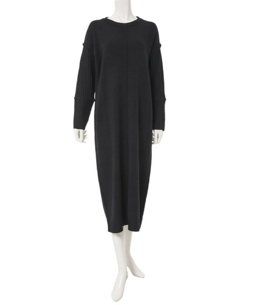 fifth（フィフス）の「リブ切り替えニットワンピース（ワンピース・レディース・ブラック/ライトベージュ・MEDIUM）」の9枚目の写真