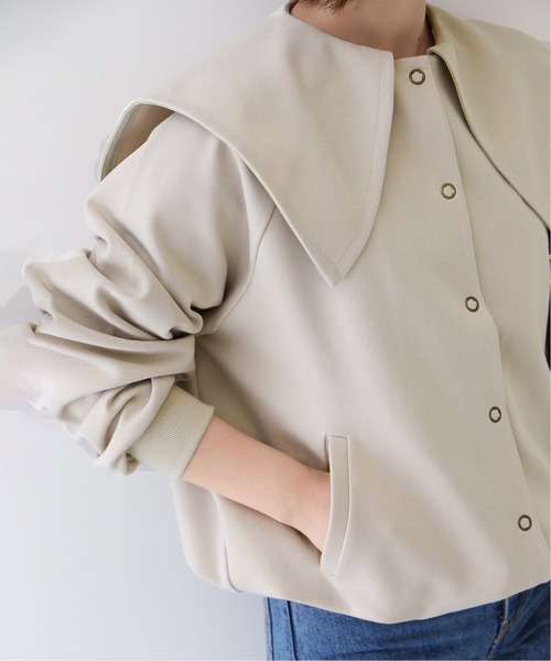 【美品】SLOBE IENA ⭐️スロープロングカーディガン⭐️べージュ SLOBE IENA（スローブイエナ）の「セーラーカラーカーディガン