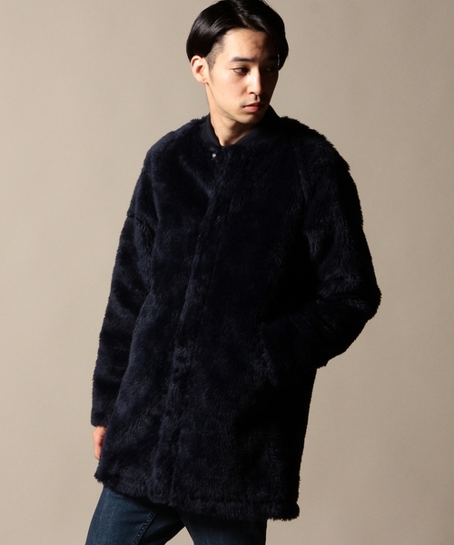 BEAUTY&YOUTH UNITED ARROWS（ビューティーアンドユースユナイテッドアローズ）の「BY ボア/フリース コート ◆（ノーカラージャケット・メンズ・ナチュラル/ネイビー・SMALL/LARGE/MEDIUM/X-LARGE）」の2枚目の写真