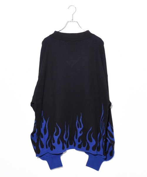 REFLEM/レフレム ファイヤーパターン プルオーバーニット Vネック REFLEM/レフレム ファイヤーパターン プルオーバーニット Vネック