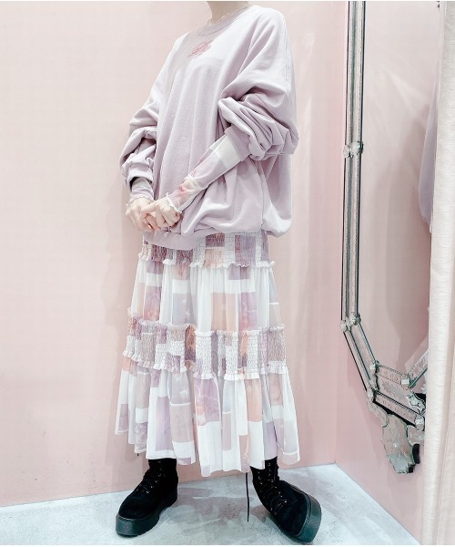 lilLilly(リルリリー)の「フォトプリントメッシュスカート(スカート・レディース・ブラック/ピンク/ブルー・FREE)」の8枚目の写真