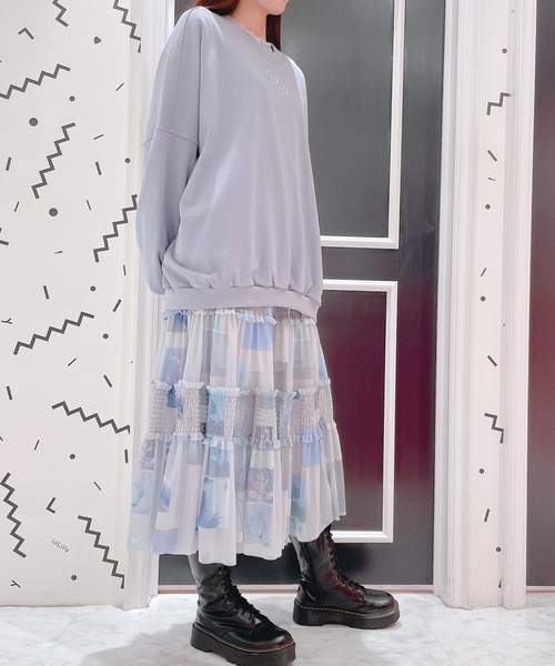 lilLilly(リルリリー)の「フォトプリントメッシュスカート(スカート・レディース・ブラック/ピンク/ブルー・FREE)」の12枚目の写真