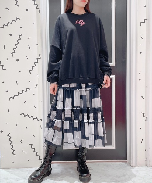 lilLilly(リルリリー)の「フォトプリントメッシュスカート(スカート・レディース・ブラック/ピンク/ブルー・FREE)」の11枚目の写真