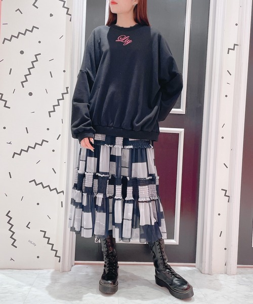 lilLilly(リルリリー)の「フォトプリントメッシュスカート(スカート・レディース・ブラック/ピンク/ブルー・FREE)」の9枚目の写真