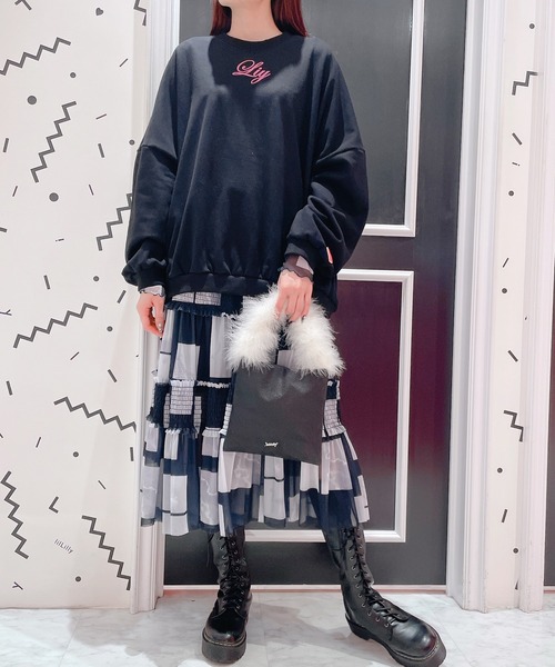 lilLilly(リルリリー)の「フォトプリントメッシュスカート(スカート・レディース・ブラック/ピンク/ブルー・FREE)」の14枚目の写真