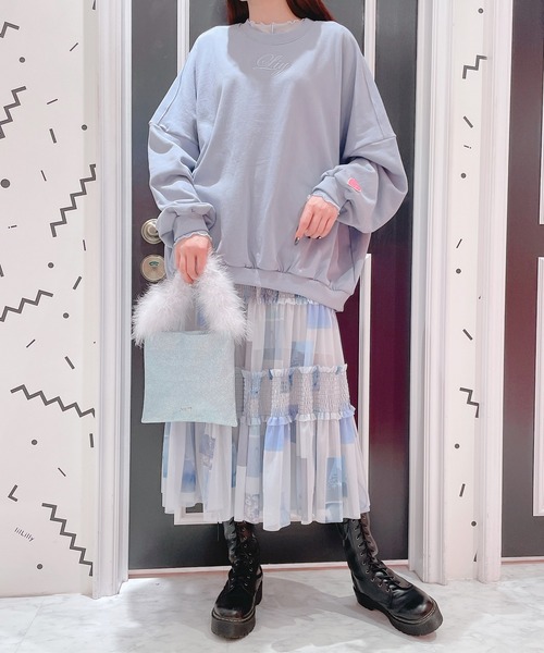 lilLilly(リルリリー)の「フォトプリントメッシュスカート(スカート・レディース・ブラック/ピンク/ブルー・FREE)」の7枚目の写真