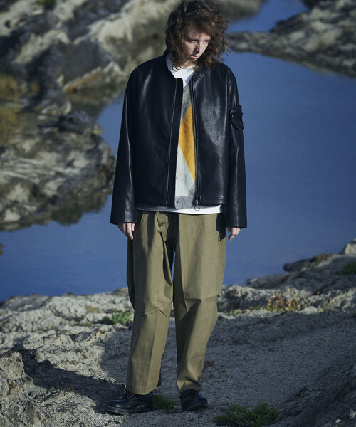 GLOSTER（グロスター）の「【GLOSTER/グロスター】フェイクレザー フライトジャケット（ライダースジャケット・メンズ・ブラック/ネイビー・MEDIUM/LARGE）」の8枚目の写真