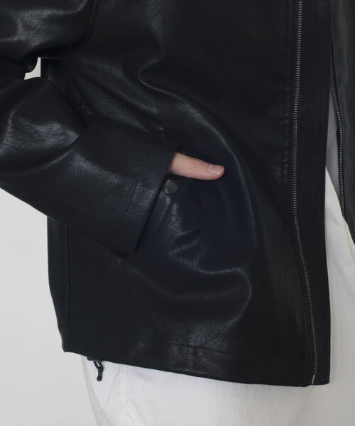 GLOSTER（グロスター）の「【GLOSTER/グロスター】フェイクレザー フライトジャケット（ライダースジャケット・メンズ・ブラック/ネイビー・MEDIUM/LARGE）」の13枚目の写真