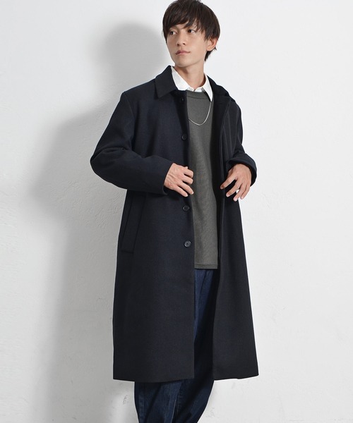 MinoriTY（マイノリティ）の「テックメルトン ロング ステンカラーコート ベルト付き（ステンカラーコート・メンズ・ブラック/パープル/グレー・M/L）」の2枚目の写真