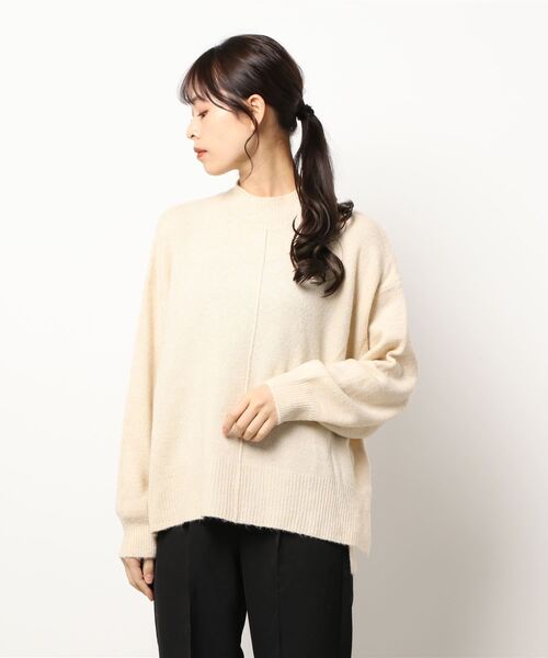 ehka sopo（エヘカソポ）の「もちもちモックネックニット（ニット/セーター・レディース・キナリ/グリーン/モカ・ﾌﾘ-）」の2枚目の写真