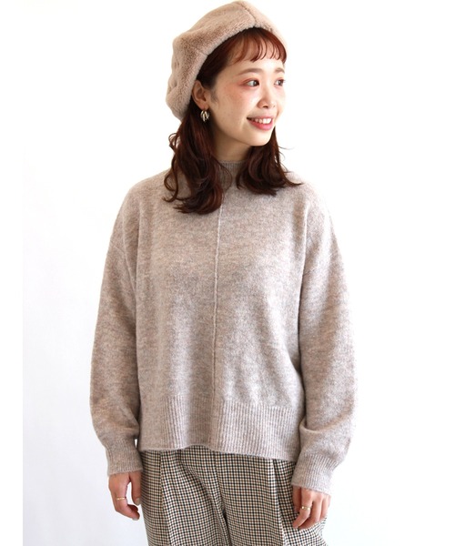 ehka sopo（エヘカソポ）の「もちもちモックネックニット（ニット/セーター・レディース・キナリ/グリーン/モカ・ﾌﾘ-）」の3枚目の写真