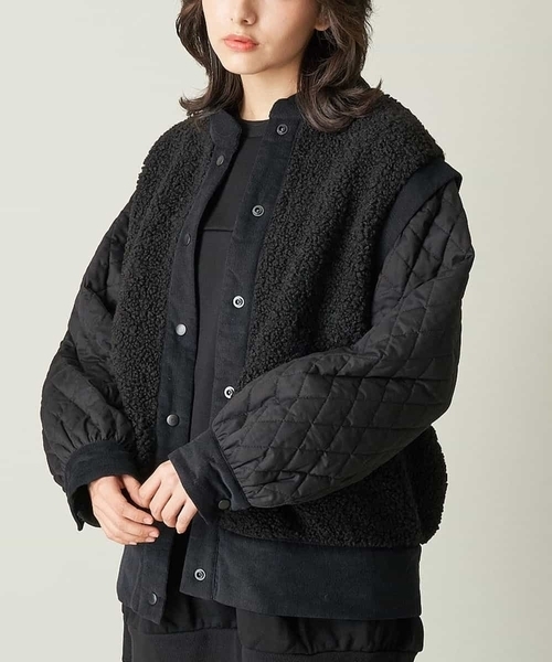 A de a.v.v（アードアー・ヴェ・ヴェ）の「（2WAY仕様）キルティング切替フェイクボアブルゾン（ブルゾン・レディース・ブラック/モカ・38/36）」の2枚目の写真