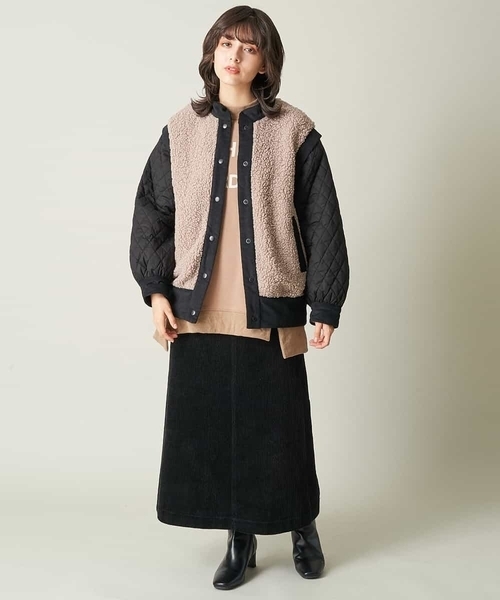 A de a.v.v（アードアー・ヴェ・ヴェ）の「（2WAY仕様）キルティング切替フェイクボアブルゾン（ブルゾン・レディース・ブラック/モカ・38/36）」の3枚目の写真