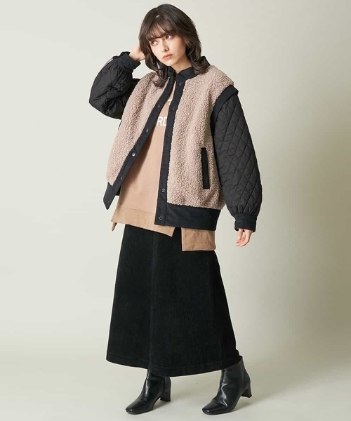 A de a.v.v（アードアー・ヴェ・ヴェ）の「（2WAY仕様）キルティング切替フェイクボアブルゾン（ブルゾン・レディース・ブラック/モカ・38/36）」の4枚目の写真